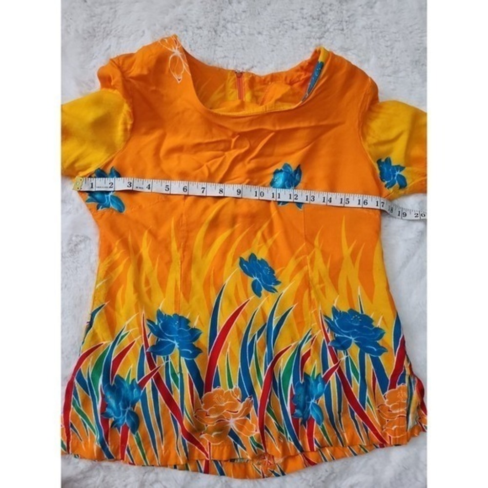 Tropical Floral 2 Piece Set Orange Yellow Blue Blouse and Maxi Skirt Outfit Y2K - Picture 8 of 12